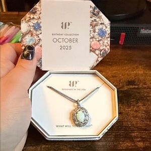 Elegant Silver Necklace with Opal Pendant by BP